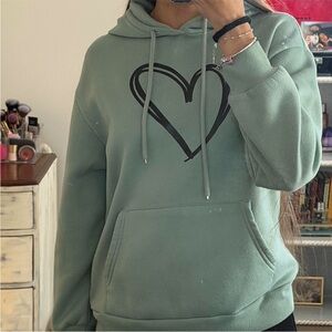 Green Heart Hoodie Sweater